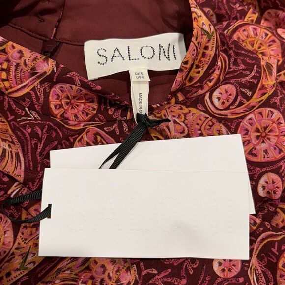 NWT Saloni Isa Ruffle Dress in Ruby Paisley Size 2 Revolve - Picture 12 of 14